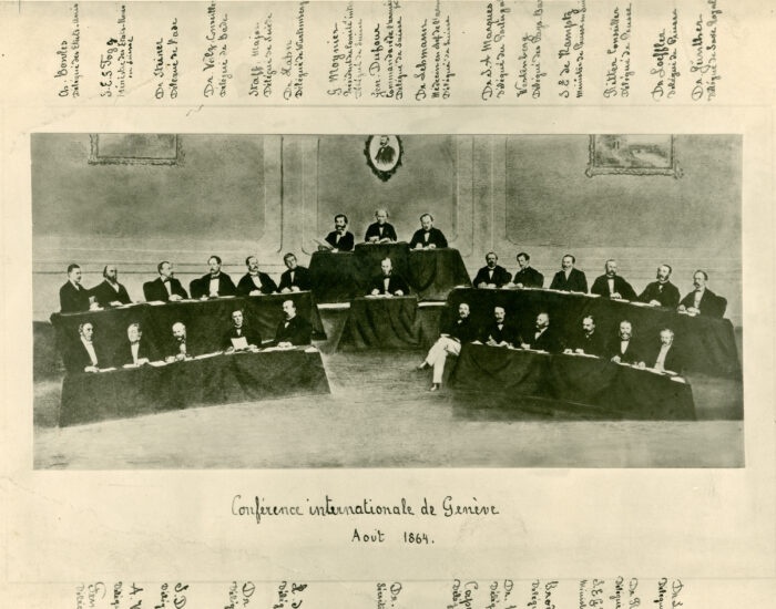 Ein historisches Bild der Internationalen Genfer Konferenz in 1864